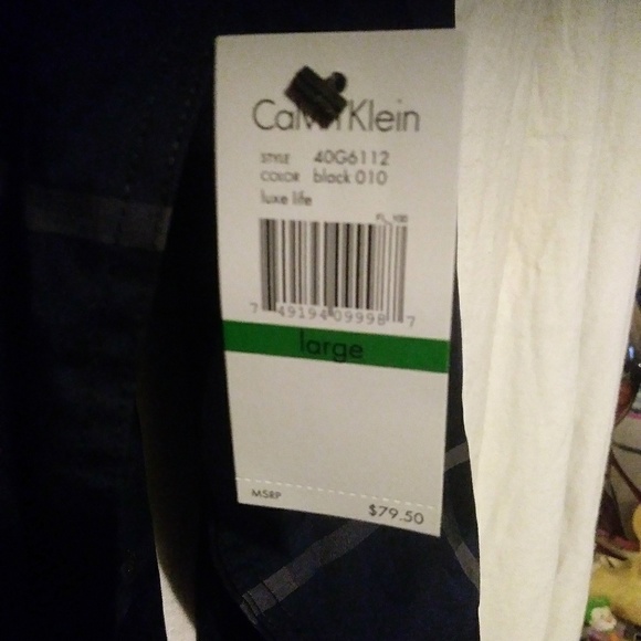 CALVIN KLEIN NEW BUTTON DOWN BLACK PLAID SIZE L - Picture 4 of 8